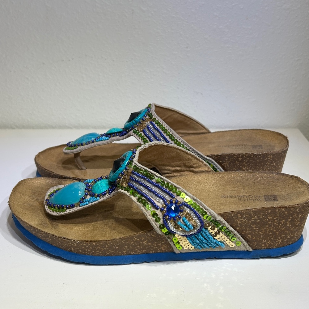 White Mountain Embellished Wedge Sandals |Size 9M - Picture 4 of 12